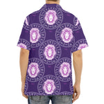 Purple Leo Zodiac Pattern Print Aloha Shirt