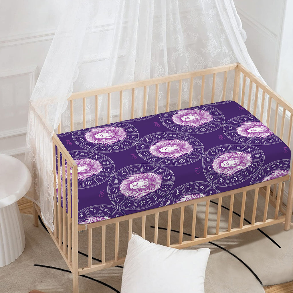 Purple Leo Zodiac Pattern Print Baby Crib Sheet