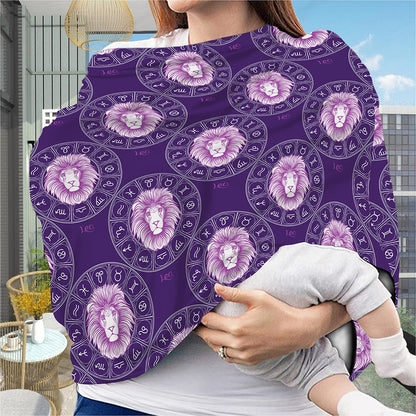 Purple Leo Zodiac Pattern Print Baby Seat Cover
