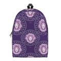 Purple Leo Zodiac Pattern Print School Backpack