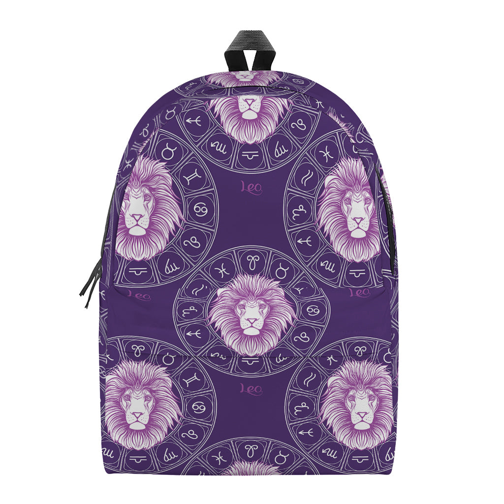 Purple Leo Zodiac Pattern Print Backpack