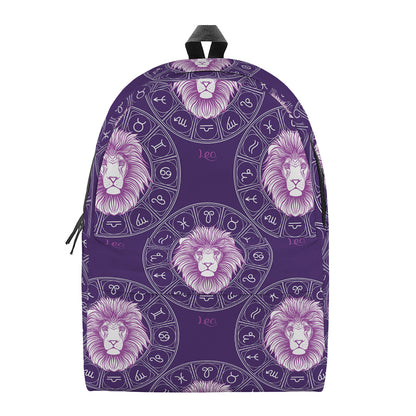 Purple Leo Zodiac Pattern Print Backpack