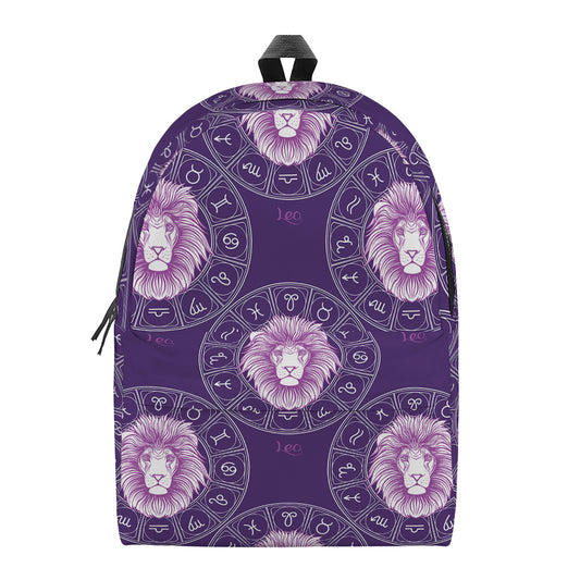 Purple Leo Zodiac Pattern Print Backpack