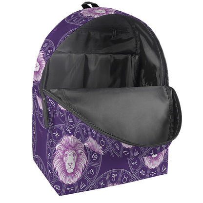 Purple Leo Zodiac Pattern Print Backpack