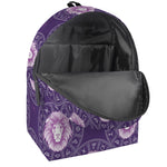 Purple Leo Zodiac Pattern Print Backpack