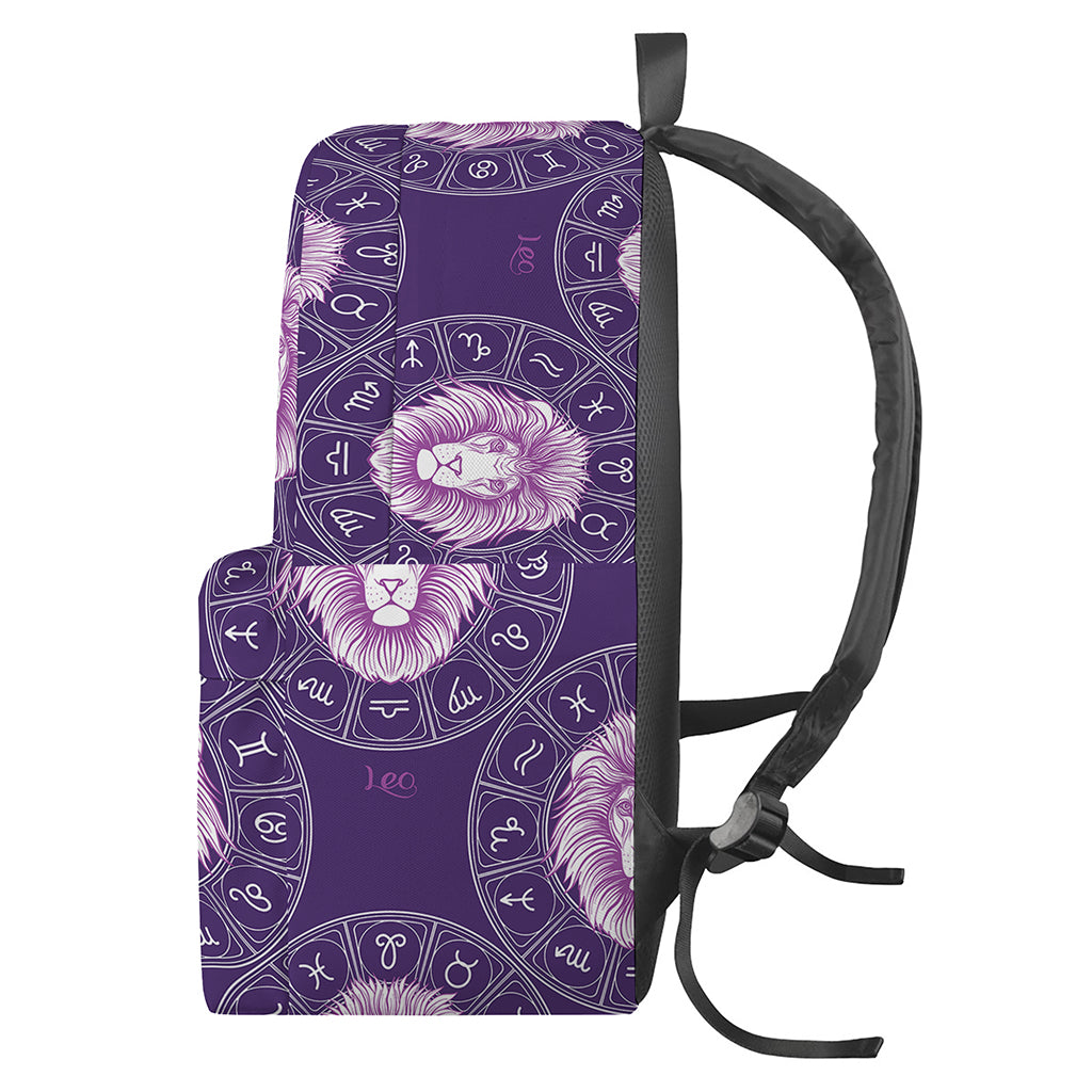 Purple Leo Zodiac Pattern Print Backpack