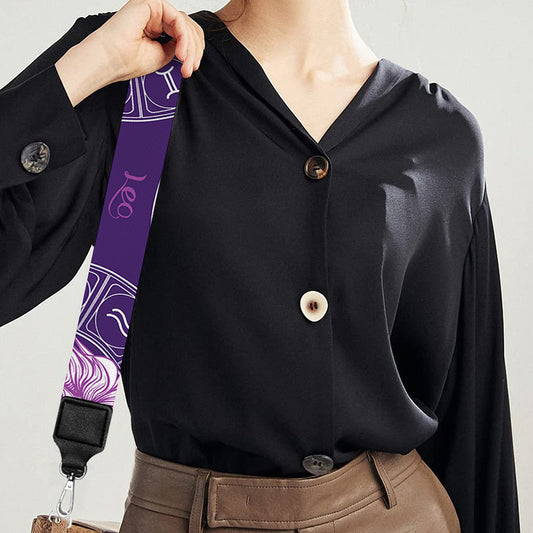 Purple Leo Zodiac Pattern Print Bag Strap