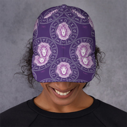 Purple Leo Zodiac Pattern Print Baseball Cap