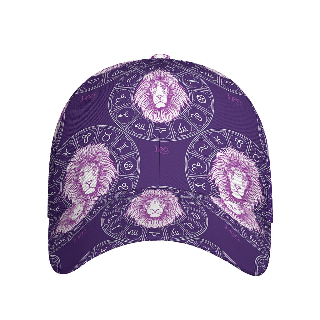 Purple Leo Zodiac Pattern Print Baseball Cap