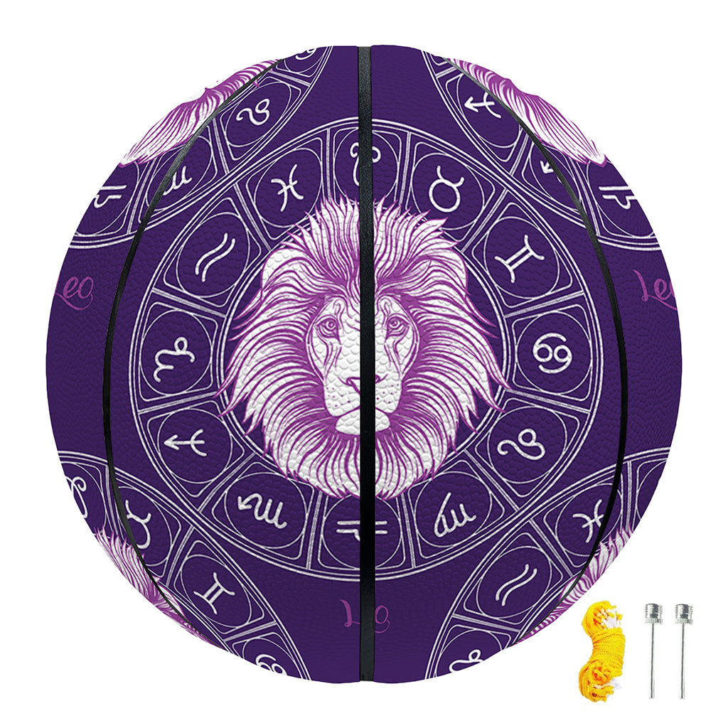 Purple Leo Zodiac Pattern Print Basketball