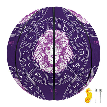 Purple Leo Zodiac Pattern Print Basketball