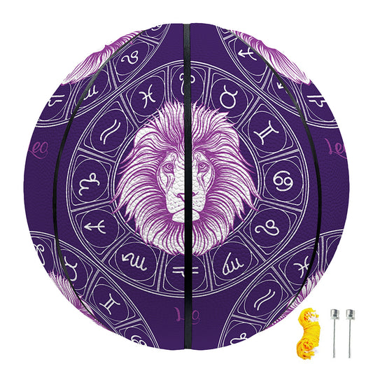 Purple Leo Zodiac Pattern Print Basketball