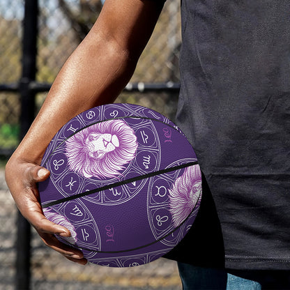 Purple Leo Zodiac Pattern Print Basketball