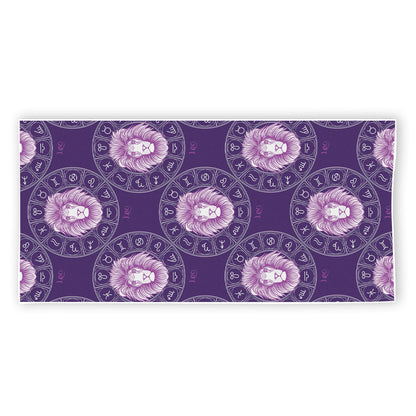 Purple Leo Zodiac Pattern Print Beach Towel