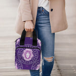 Purple Leo Zodiac Pattern Print Bible Tote Bag