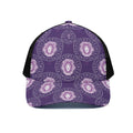 Purple Leo Zodiac Pattern Print Black Mesh Trucker Hat
