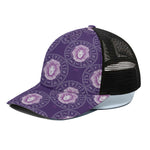 Purple Leo Zodiac Pattern Print Black Mesh Trucker Cap