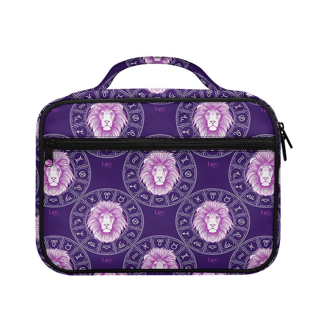 Purple Leo Zodiac Pattern Print Briefcase Bible Bag