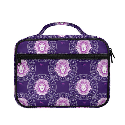 Purple Leo Zodiac Pattern Print Briefcase Bible Bag