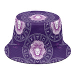 Purple Leo Zodiac Pattern Print Bucket Hat