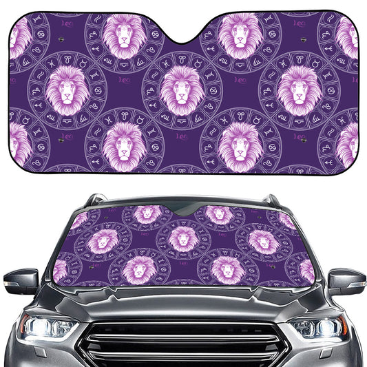Purple Leo Zodiac Pattern Print Car Windshield Sun Shade