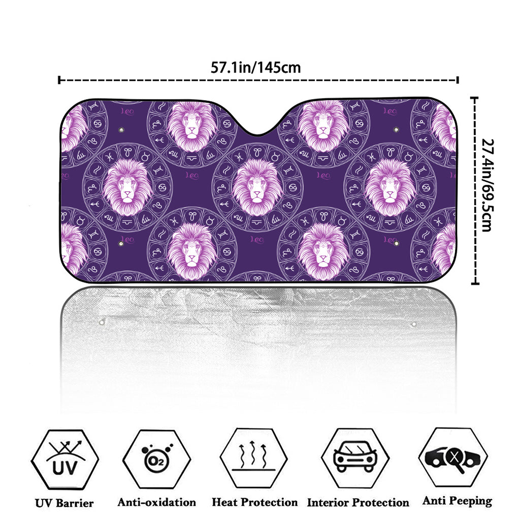 Purple Leo Zodiac Pattern Print Car Windshield Sun Shade
