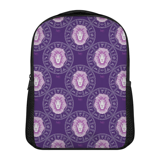 Purple Leo Zodiac Pattern Print Casual Backpack