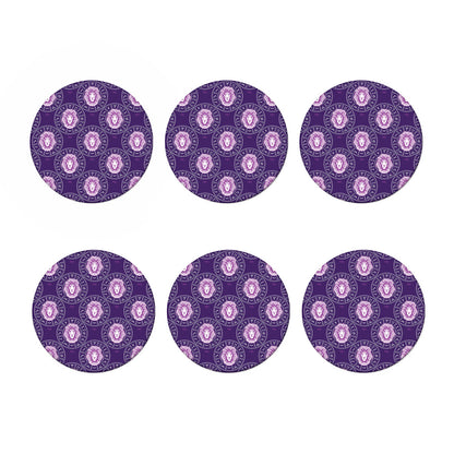 Purple Leo Zodiac Pattern Print Coaster Set