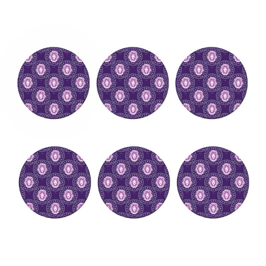 Purple Leo Zodiac Pattern Print Coaster Set
