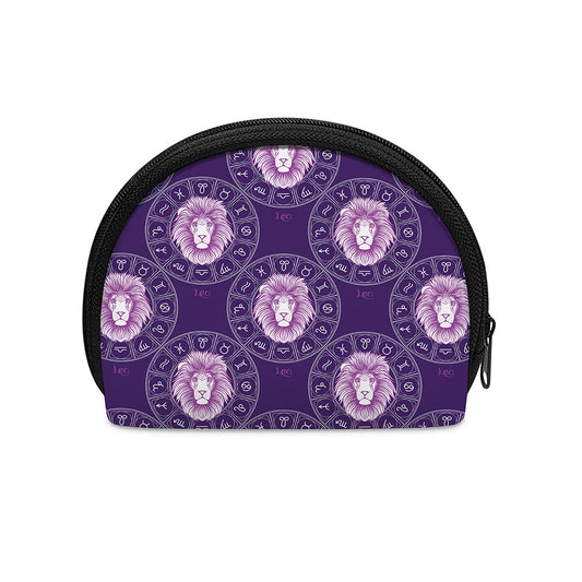 Purple Leo Zodiac Pattern Print Coin Purse