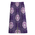 Purple Leo Zodiac Pattern Print Cotton Front Slit Maxi Skirt
