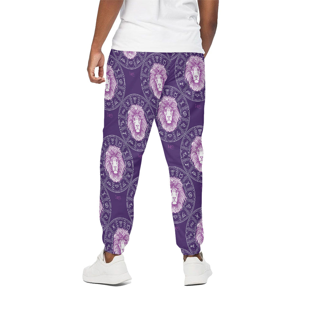 Purple Leo Zodiac Pattern Print Cotton Pants