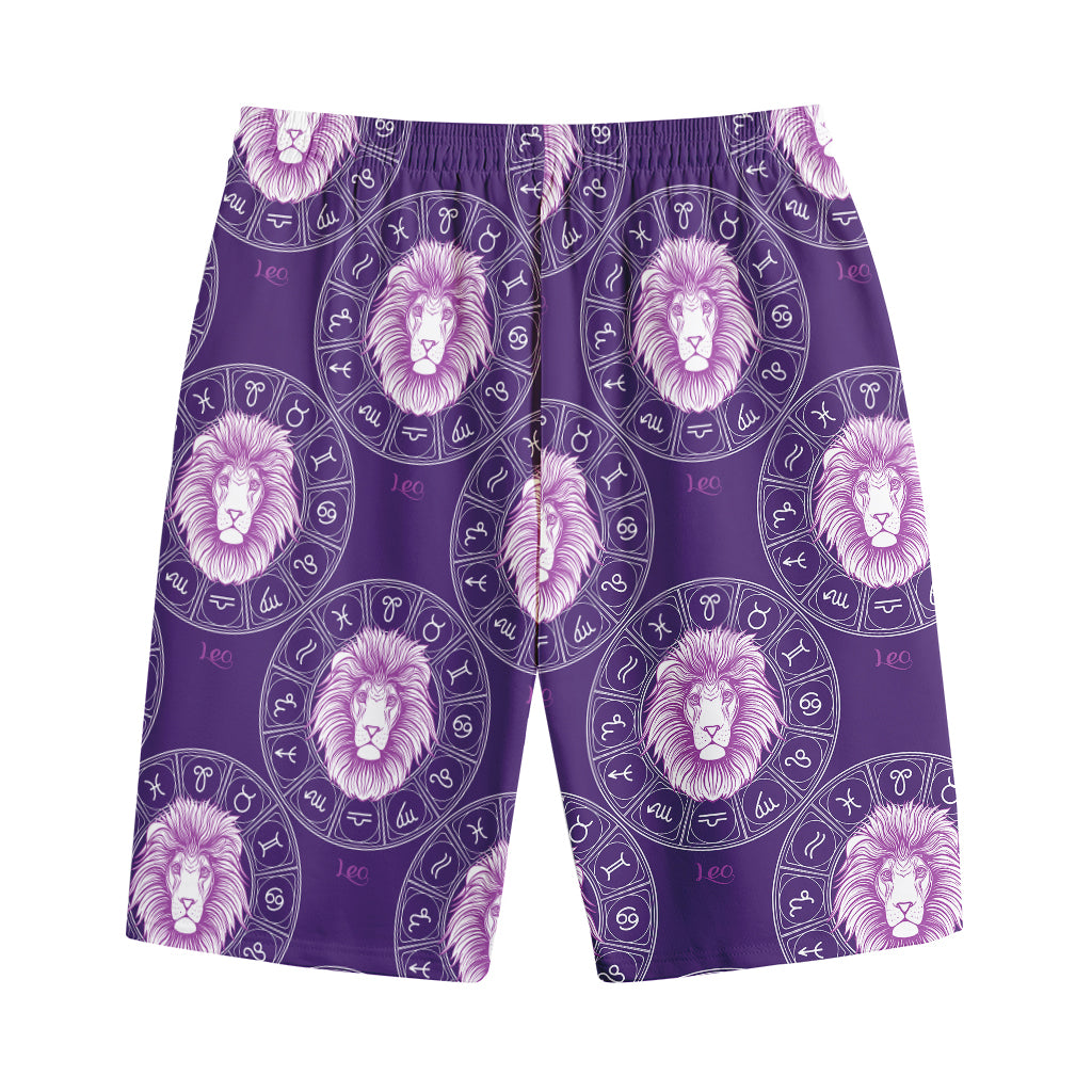 Purple Leo Zodiac Pattern Print Cotton Shorts