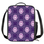 Purple Leo Zodiac Pattern Print Crossbody Lunch Bag