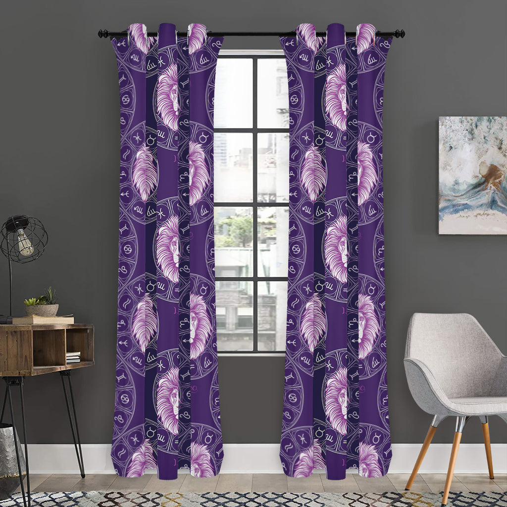 Purple Leo Zodiac Pattern Print Curtain