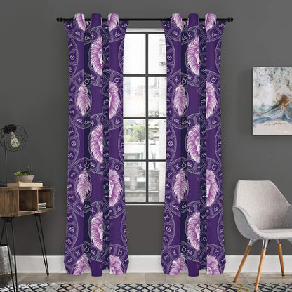Purple Leo Zodiac Pattern Print Curtain