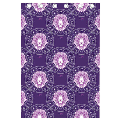 Purple Leo Zodiac Pattern Print Curtain