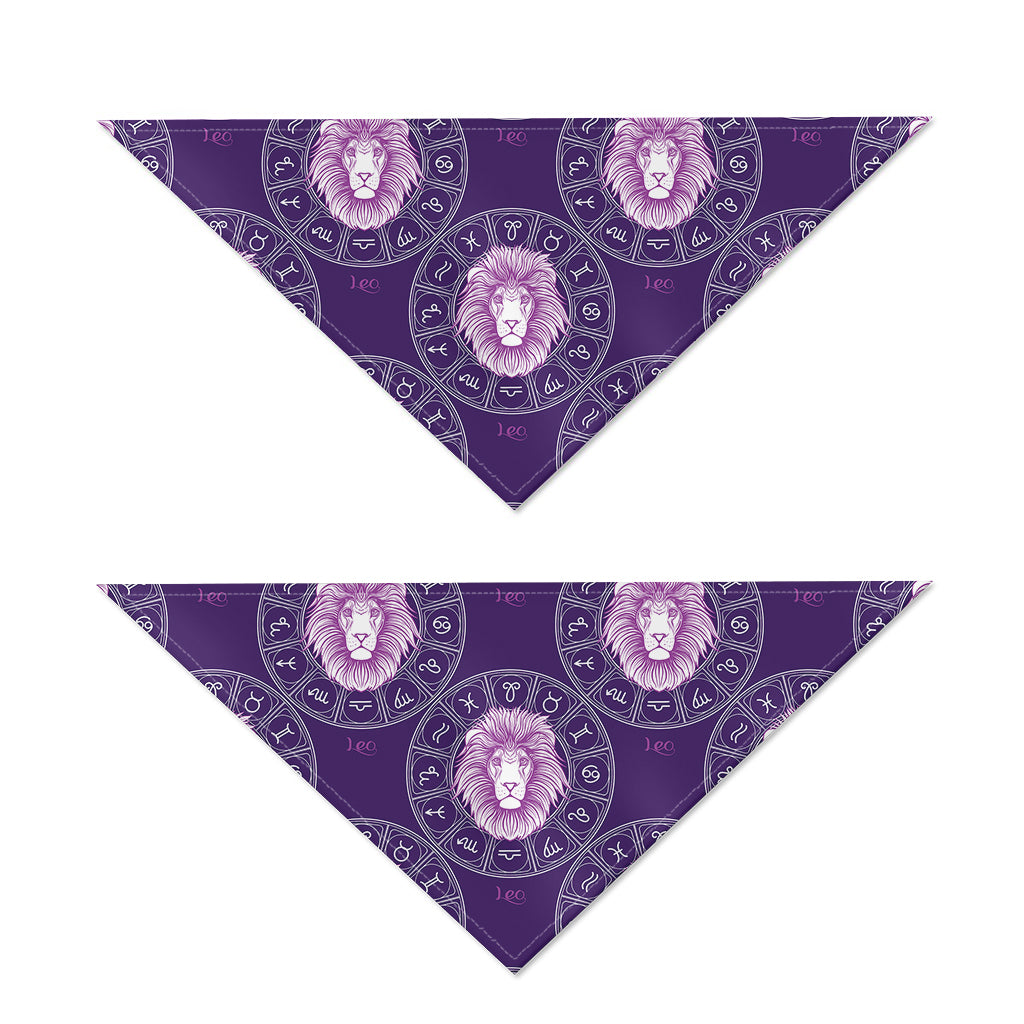 Purple Leo Zodiac Pattern Print Dog Bandana