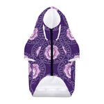 Purple Leo Zodiac Pattern Print Dog Zip Up Hoodie
