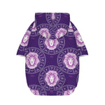 Purple Leo Zodiac Pattern Print Dog Zip Up Hoodie