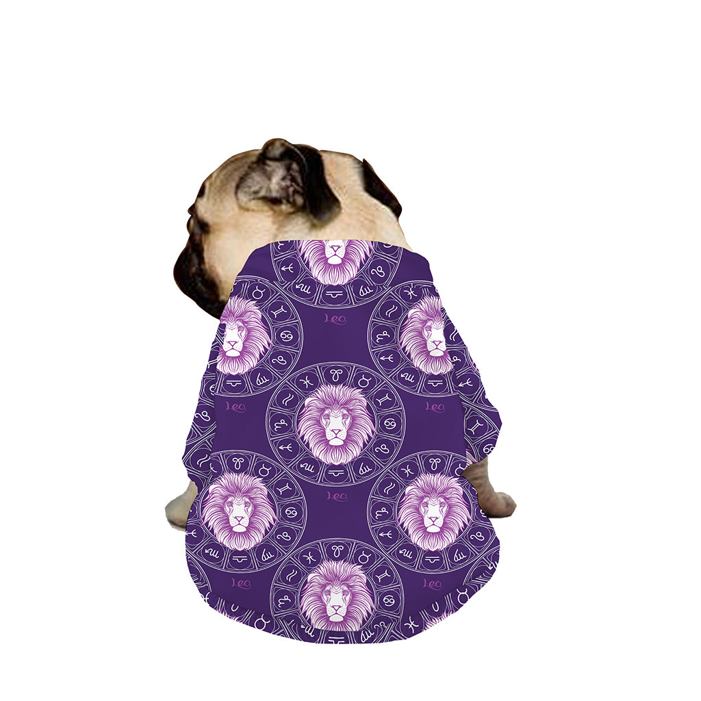 Purple Leo Zodiac Pattern Print Dog Zip Up Jacket