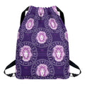 Purple Leo Zodiac Pattern Print Drawstring Backpack