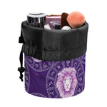 Purple Leo Zodiac Pattern Print Drawstring Makeup Bag