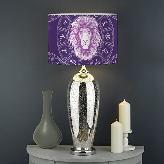 Purple Leo Zodiac Pattern Print Drum Lamp Shade