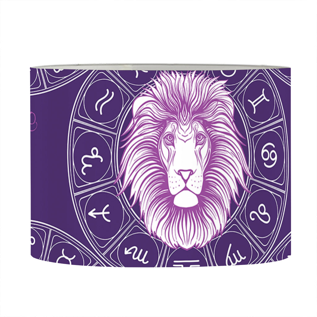 Purple Leo Zodiac Pattern Print Drum Lamp Shade