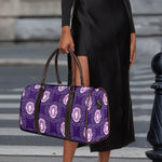Purple Leo Zodiac Pattern Print Duffle Bag