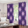 Purple Leo Zodiac Pattern Print Extra Wide Grommet Curtains