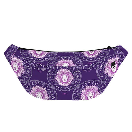 Purple Leo Zodiac Pattern Print Fanny Pack