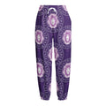 Purple Leo Zodiac Pattern Print Fleece Lined Knit Pants