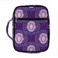 Purple Leo Zodiac Pattern Print Front Pocket Bible Bag